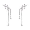 thumbnail image 3 of Pendientes largos de borlas de circonita con aguja de plata 925 para mujer, modernos, ligeros, de lujo, con lazo elegante, 3 of 5