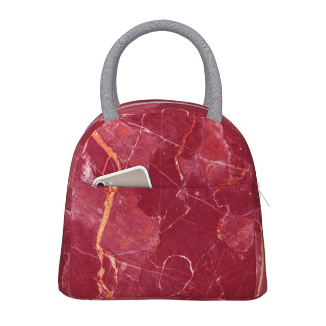Disketp Abstract Red Marble Bolsa Térmica para Almuerzo, Lonchera con Abertura Amplia y Gran Capacidad, Organizador Reutilizable para Mujeres, Hombres y Adultos