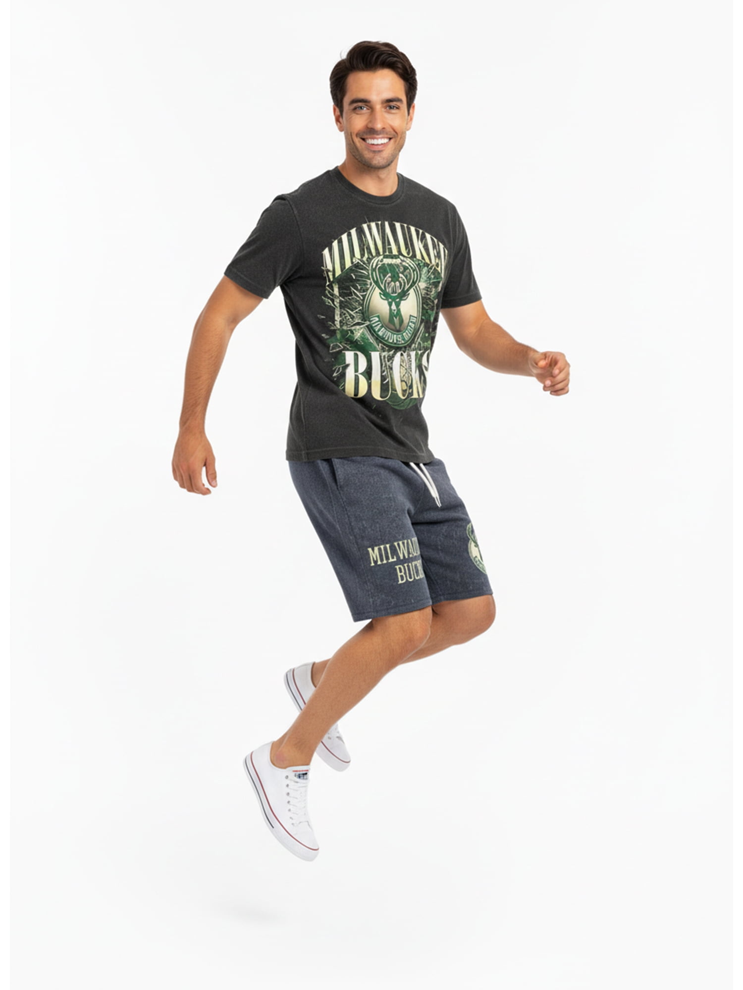 NBA Milwaukee Bucks Men's & Men's Big and Tall Mineral Wash Graphic Shorts, Sizes XS–5XB