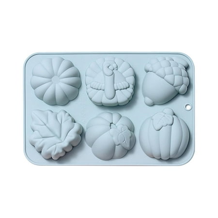 

wendunide kitchen gadgets 6 Even Pumpkin Fruit Tree Leaves Turkey Autumn Harvests Theme Silicone Molds Blue