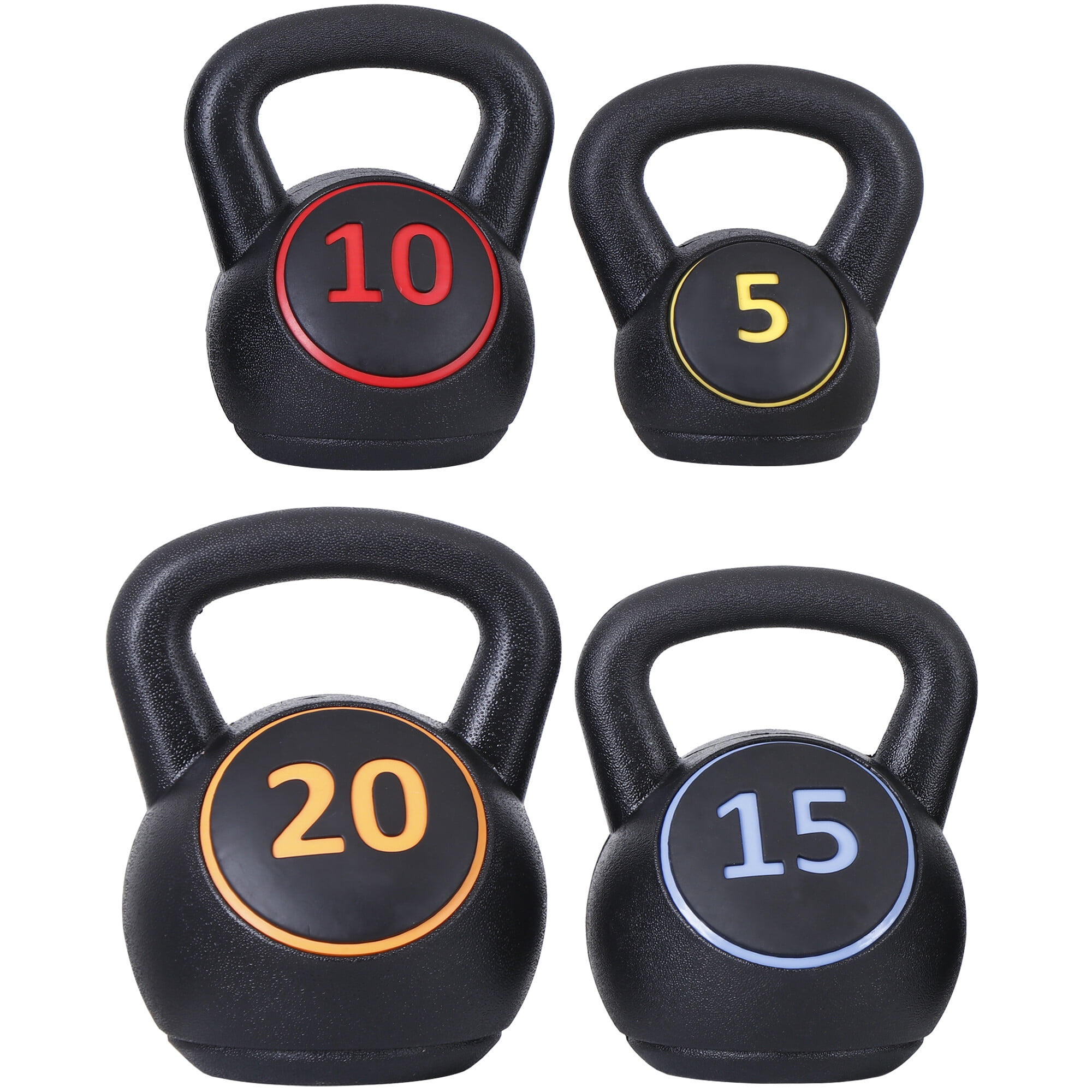 ZENY 4-Piece Kettlebell Exercise Fitness Weight Set with Storage Rack, 5lb, 10lb, 15lb, 20lb for Full Body Workout & Exercise Fitness