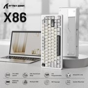 ATTACK SHARK X86 75% Wireless Gasket Mechanical Keyboard with Knob, CNC Aluminum Turd, 3 Mode Connectivity,82 Key Hot Swappable,Custom Linear Switches RGB Gaming Keyboard for Win/Mac/Linux-Star White