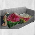 thumbnail image 6 of Floral Soft Flannel Fleece Blanket, Hibiscus Flower Florets Buds Leaf Essence Fragrance Blossoms Garden Image, Cozy Plush for Indoor and Outdoor Use, 50" x 60", Hot Pink Fern Green, by Ambesonne, 6 of 6