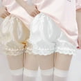 thumbnail image 2 of BOOYOU Women Girls Silky Satin Lolita Bloomers Ruffles Lace Trim Maid Loose Pumpkin Pants Solid Color Gothic Elastic Waist Security Safety Shorts Underwear, 2 of 17