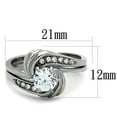 thumbnail image 2 of Women's Spiral Stainless Steel Engagement Ring with AAA Grade CZ in Clear - Size 8, 2 of 5