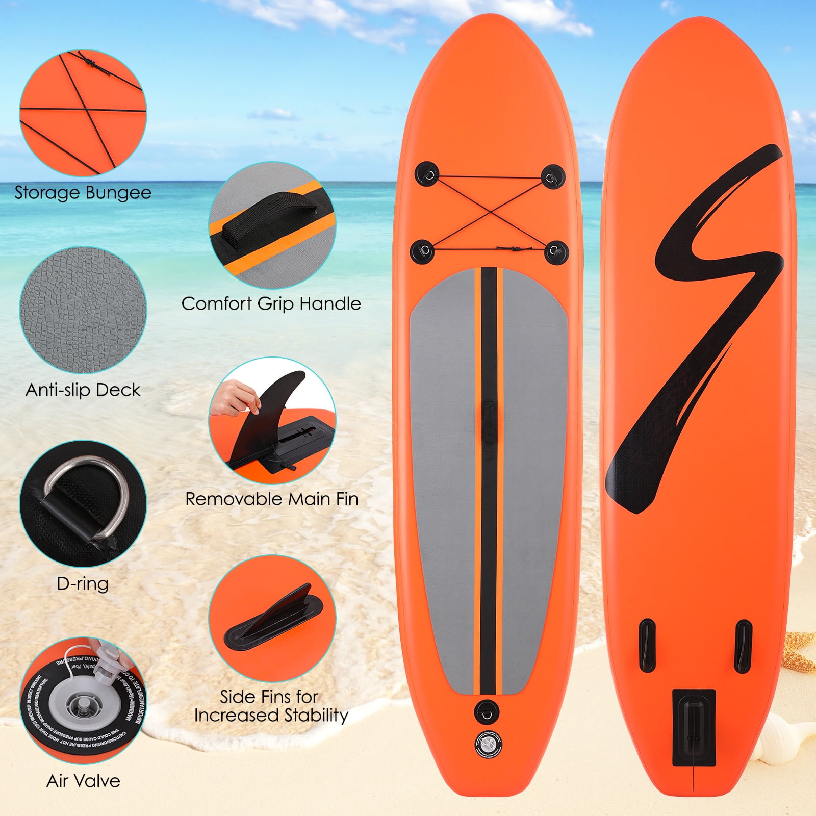 Arlopu 12ft Inflatable Paddle Board Stand up Paddle Board Non-Slip with Premium SUP Accessories