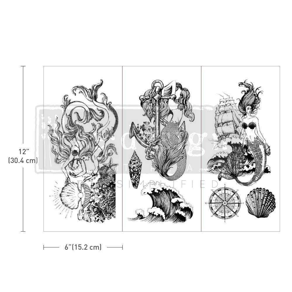 Prima Marketing Re-Design Decor Transfers 6"X12" 3/Sheets-Mermaid Treasure