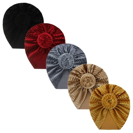 

Relanfenk Baby Hats Toddler Kids Girls Solid Turban Knotted Beanie Headwear Accessories 5PC Hat