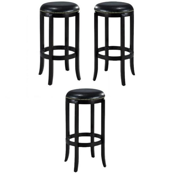 Home Square Cordova 24" Swivel Bar Stool in Black - Set of 3