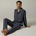 thumbnail image 2 of COUVER Men’s Fleece Pajama Set with Button-Down Top and Drawstring Pants Plaid Black Blue Gray Size XL, 2 of 6