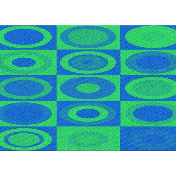 Ahgly Company Indoor Rectangle Patterned Blue Dress Blue Area Rugs, 6' x 9'