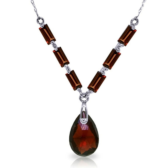 Galaxy Gold 14k 24" White Gold Necklace with Natural Garnets