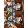 thumbnail image 2 of Orange Blue Ethnic Table Runner 72 Inches, Rustic Boho Flowers Impressionist Bed Runner Dresser Scarves Tabletop for Indoor Outdoor Parties/Ceremony/Banquet, 13" x 72", 2 of 8