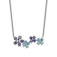 thumbnail image 2 of Sterling Silver Purple & Blue Cubic Zirconia Diamond Cut Flower Pendant Necklace, 2 of 4