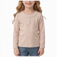 thumbnail image 3 of Child Girls Shirts Long Sleeve Henley T Shirts Button Up Slim Fit Tops Basic Tees Round Neck Ribbed Knit Shirts Girls Fall Winter Clothes Size 7-8T, 3 of 6