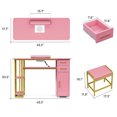 thumbnail image 6 of Advwin Manicure Table Nail Desk with Stool & Dust Collector, Beauty Salon Station with Wrist Cushion, Drawers, Shelves, Storage Cabinet, Chair, Pink, 6 of 7