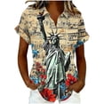 thumbnail image 2 of Mifsaly Short Sleeve Button Down Shirts for Women Lapel Collar V Neck Blouses Patriotic Hearts American Flag Print Independence Day Tops 2026 S, 2 of 6
