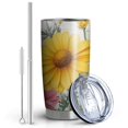 thumbnail image 2 of 20 Oz Flowers and Butterflies Coffee Tumbler Double Wall Insulated Stainless Steel Water Bottle | Metal Reusable Thermoses Flask with Cup Cap | Leak & Sweat Proof with Anti-Dust Lid, 2 of 7