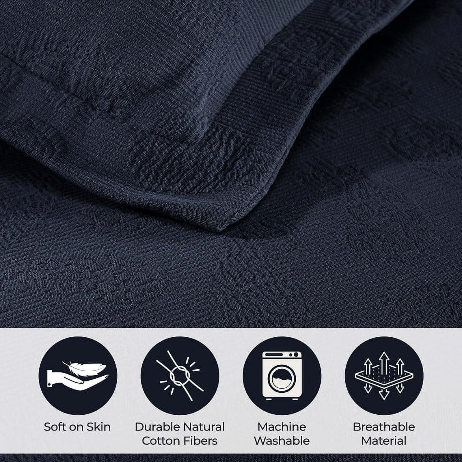 Supeior Paisley Cotton Decorative 3-Piece Bedspread Set, All Season Breathable Bedspreads, Full, Navy Blue
