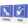 thumbnail image 1 of OULII 2Pcs Blue Acrylic Restroom Sign Directional Guidance for Shopping Center Childcare, 1 of 4