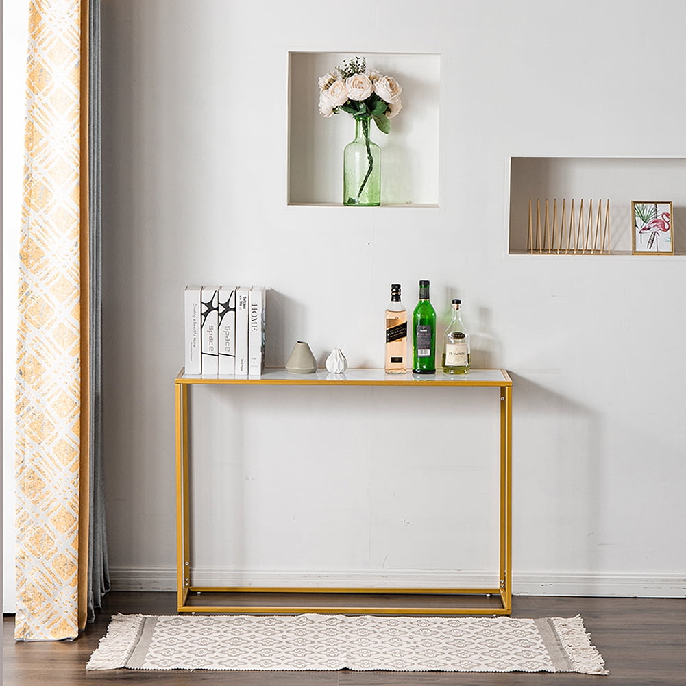 Kadyn Sofa Sidetable, Minilalist Porch Table with Metal Legs, Metal Console Table for Living Room, White Marble Sticker Kadyn Sofa Sidetable, Minilalist Porch Table with Metal Legs, Metal Console Table for Living Room, White Marble Sticker