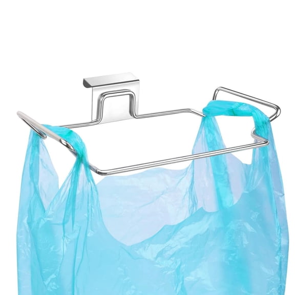 LQQBOX Trash Bag Holder, 1 Pack Trash Bag Holder for Cabinet Door and Cupboards,Stainless Steel,Plastic Bag Holder Under Sink,Use for Kitchen,Bathroom,Camper,Rv