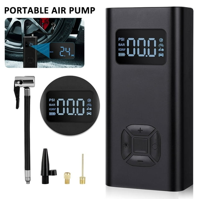 AMERTEER Portable Cordless Tire Inflator Air Compressor 150psi Min Inflate And Deflate Mini Tire Pump With 6500mah Rechargeable Battery And Digital Display For Car Motorcycle Bike And