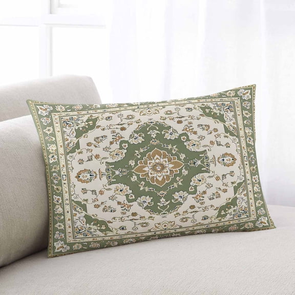 Sage Green Throw Pillow Cover, Pillowcase Protectors with Zipper, Breathable Decorative Lumbar Pillow Case Cover, Southwest Tribal Antique Boho-Chic Farmhouse Pillow Shams for Couch Sofa 12x20Inch
