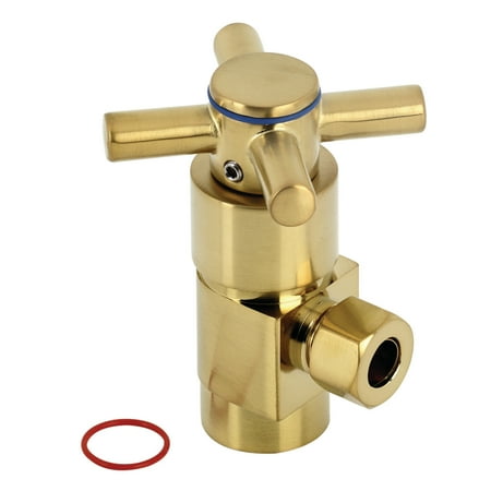 Kingston Brass CD43307DX 1/2" FIP x 3/8" O.D. Anti-Seize Deluxe Quarter-Turn Ceramic Hardisc Cartridge Angle Stop, Brushed Brass