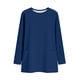 thumbnail image 4 of Tops de Manga Larga de las Mujeres Casual Color Sólido Cuello Redondo Suelto Encaje Superior con Bolsillo, Tops de Manga Larga de las Mujeres, 4 of 8