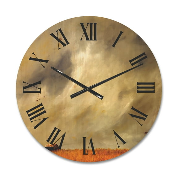 Designart 'Desert Farmhouse Under Cloudy Sky I' Farmhouse Wood Wall Clock