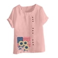 thumbnail image 4 of Fznquz Women Tops on Sale Short Sleeve 4th of July Casual Blouses Patriotic Pink Button Loose Womens Oversized Blouses, 4 of 4