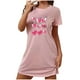 thumbnail image 2 of Camisón corto de talla grande para mujer, camisón de manga corta con estampado de pecho a la moda, camisón para mujer, 2 of 5