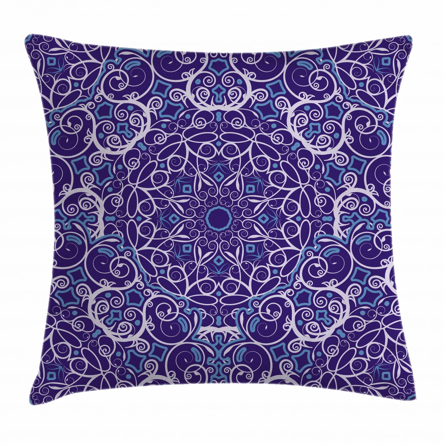 Navy Blue Decor Throw Pillow Cushion Cover, Kaleidoscope Circular