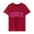 thumbnail image 1 of Camiseta de mujer de verano de moda regular ajuste cuello redondo camiseta para vacaciones oficina playa Rojo, 1 of 7