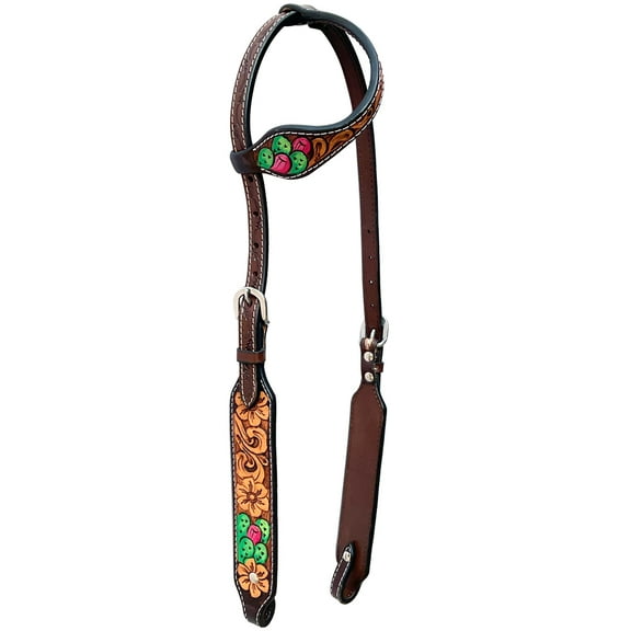 BE Bar H Equine Cactus Bull Leather One Ear Headstall