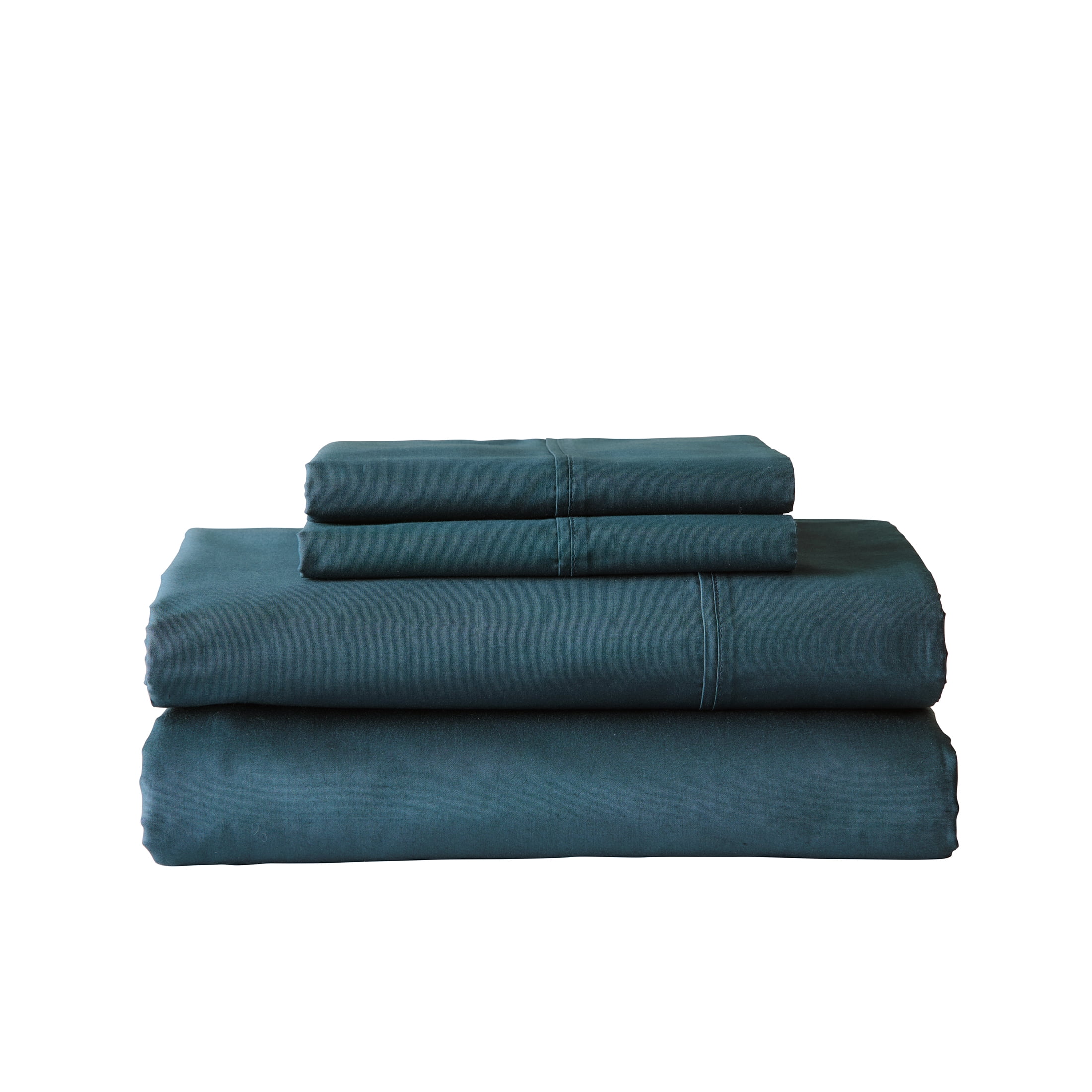Better Homes & Gardens 300 Thread Count Cotton Percale 3-Piece Teal Ocean Bed Sheet Set, Twin