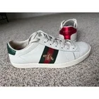 Authentic GU-CCI Ace white leather Sneakers Bee Low Top designer women Size 8
