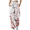 thumbnail image 2 of gakvbuo Tapered Running Baggy Cinch Bottom Sweatpants For Women Cargo Pants Drawstring Valentines Day Print High Waist Athletic Workout Jogger Pants Full-Length Lounge Sporty Trousers With Pockets, 2 of 5