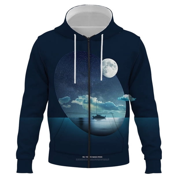 Sudadera con capucha y cremallera de cielo nocturno de primavera para hombre, mujer y niño, sudaderas casuales de moda con estampado 3D, ropa de calle para niño y niña, abrigo genial