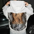 thumbnail image 2 of Wutalume Women's Solid Color Fashion Backless Hollow Mesh Long Sleeve Hooded Sweatshirt, Unique and Stylish Design for Casual Wear,White 2XL, 2 of 4