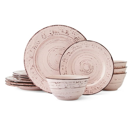 Pfaltzgraff Trellis 12 Piece Stoneware Dinnerware Set Pink