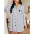 thumbnail image 3 of Diconna Chemise de Nuit pour Femmes, Manches Longues, Boutonnée, Col à Revers, Robe de Nuit, 3 of 8