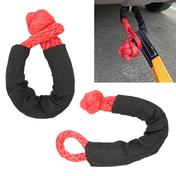 Soft Shackles, 2Pcs Synthetic Road Recovery Rope Shackle With Sleeves, For Sailing SUV ATV Truck , 77161 Lbs Breaking Strength