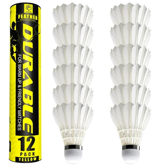 Eagles Volant de Badminton en Plumes d'Oie Durable et Stable / pour Pratique d'Allumettes, Blanc, Lot de 12