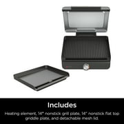 Ninja Sizzle 6-Serving Electric Indoor Grill & Griddle, Interchangeable Plates, Low Smoke, GR101, Grey/Stainless Steel