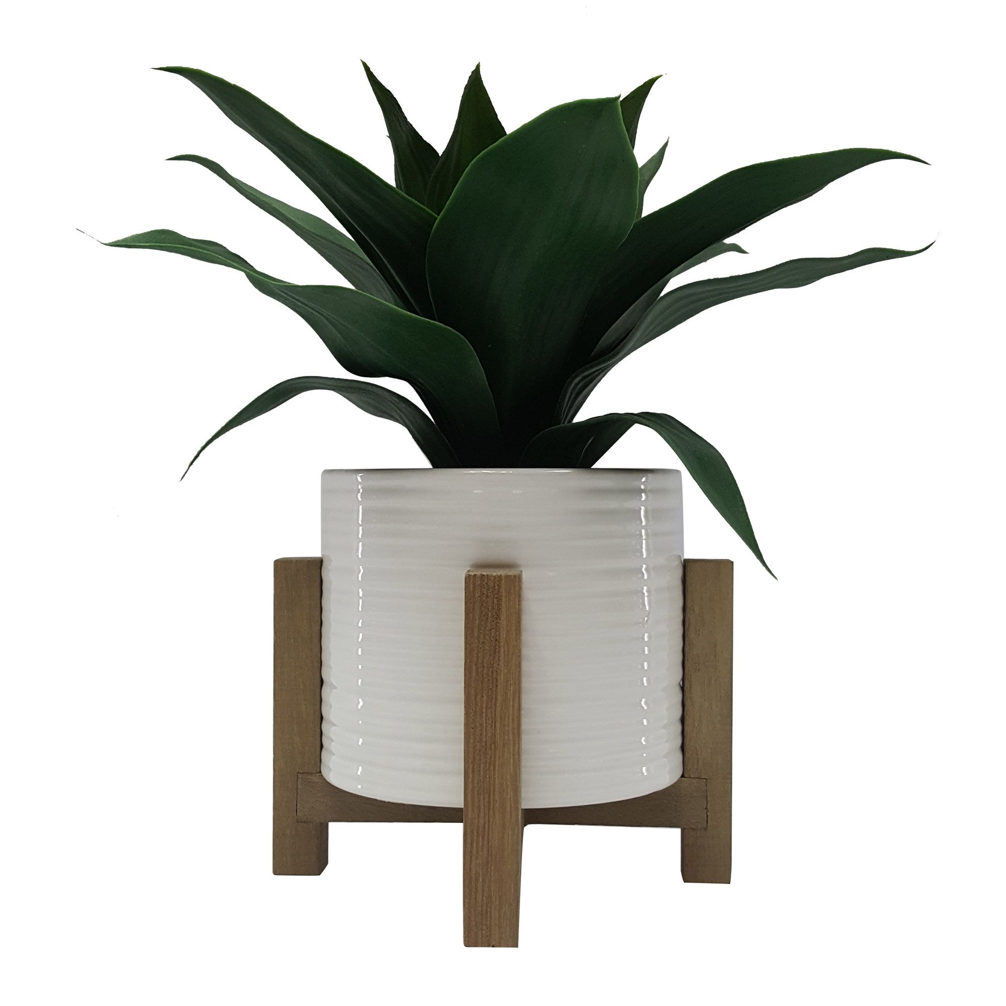 Better Homes & Gardens 10" Artificial Agave Plant in White Ceramic Pot with Wood Stand - image 5 of 7