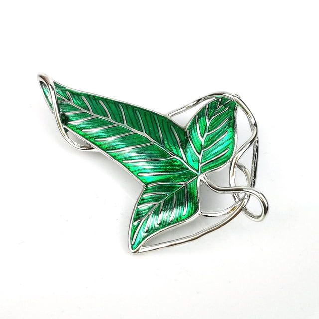 Broche elegante de hoja de árbol verde de elfo de Navidad para mujer y hombre, colgante, collar, capa, broche, joyería para disfraz
