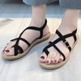 thumbnail image 2 of Summer Womens Flat Bottom Roman Sandals Wild Cross Straps Clip Toe Beach Shoes, 2 of 9
