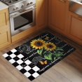 thumbnail image 2 of 2x3 Ft Entryway Area Rug, Sunflower Kitchen Rug Runner Washable Floor Mat, Summer Botanical Floral Vintage Black Plaid Non Slip Indoor Door Mat Throw Carpet for Bathroom Living Room Bedroom, 2 of 8